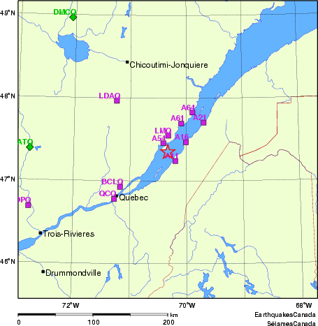 carte des localisations des stations sismologiques locales