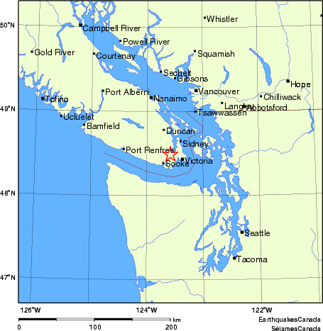 carte des endroits près de l'épicentre