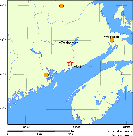 Map of historical earthquakes magnitude 5.0 and larger.  Details in the data table below