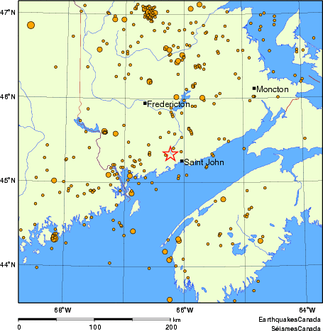 carte des des séismes de magnitude 2,0 et plus depuis 2000