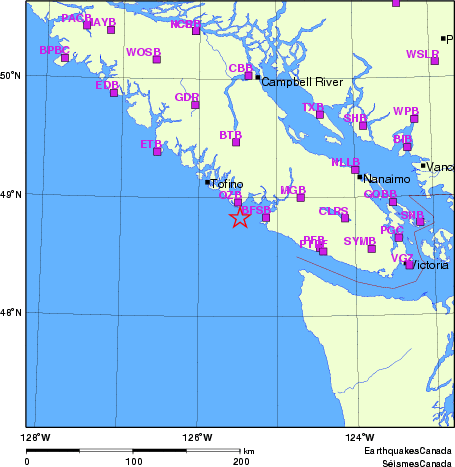 carte des localisations des stations sismologiques locales