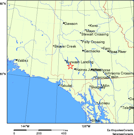 carte des endroits près de l'épicentre