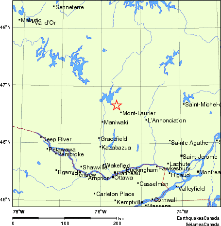 carte des endroits près de l'épicentre