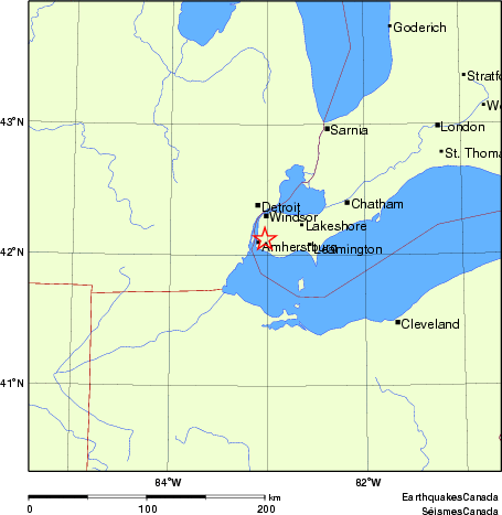 carte des endroits près de l'épicentre