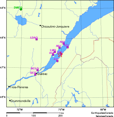 carte des localisations des stations sismologiques locales