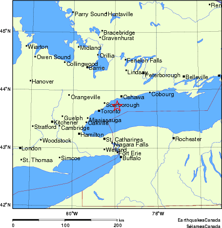 carte des endroits près de l'épicentre