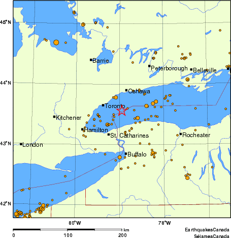 carte des des séismes de magnitude 2,0 et plus depuis 2000