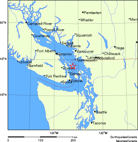 carte des endroits près de l'épicentre