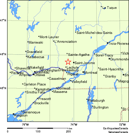 carte des endroits près de l'épicentre