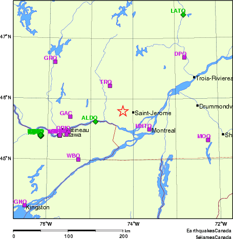 carte des localisations des stations sismologiques locales