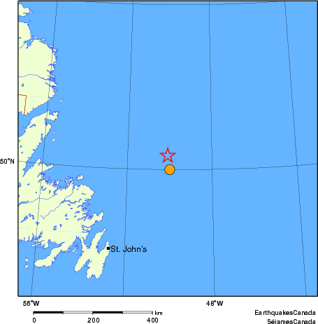 Map of historical earthquakes magnitude 5.0 and larger.  Details in the data table below