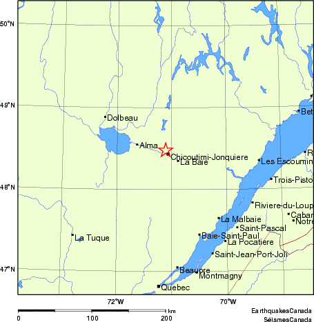 carte des endroits près de l'épicentre