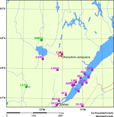 carte des localisations des stations sismologiques locales