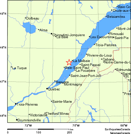 carte des endroits près de l'épicentre