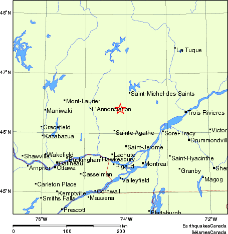 carte des endroits près de l'épicentre