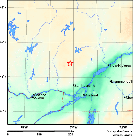 carte des environs du séisme