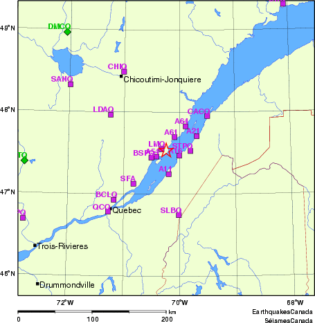 carte des localisations des stations sismologiques locales