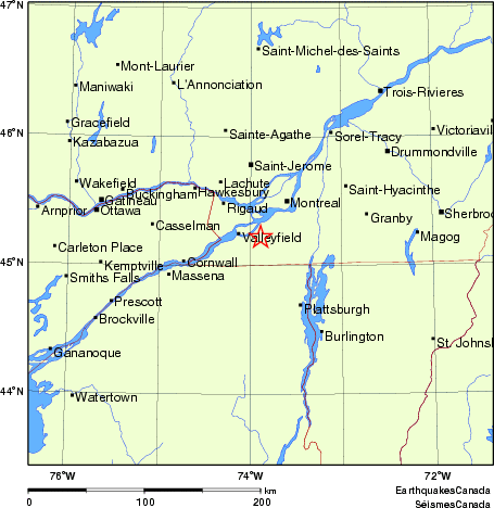 carte des endroits près de l'épicentre