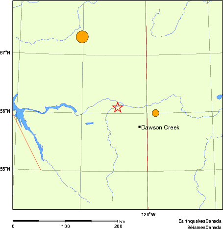 carte des séismes historiques de magnitude 5,0 et plus.  Détails dans le tableau de données ci-dessous