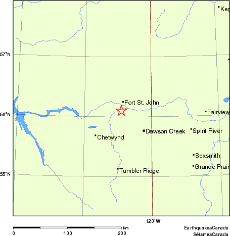 carte des endroits près de l'épicentre