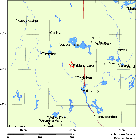 carte des endroits près de l'épicentre