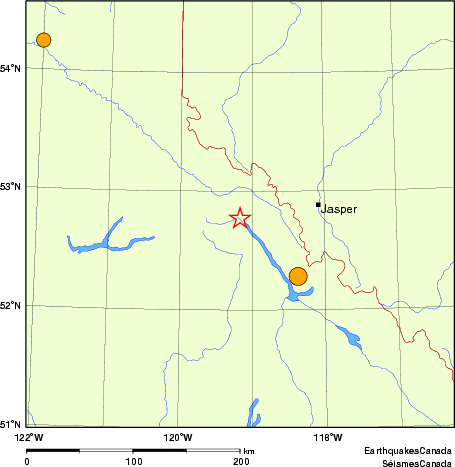 Map of historical earthquakes magnitude 5.0 and larger.  Details in the data table below