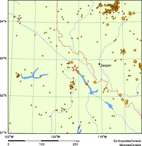 carte des des séismes de magnitude 2,0 et plus depuis 2000