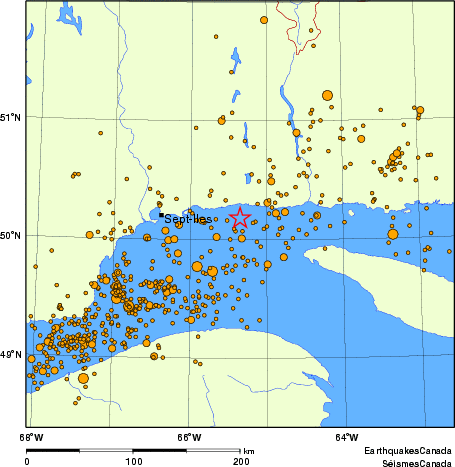 carte des des séismes de magnitude 2,0 et plus depuis 2000