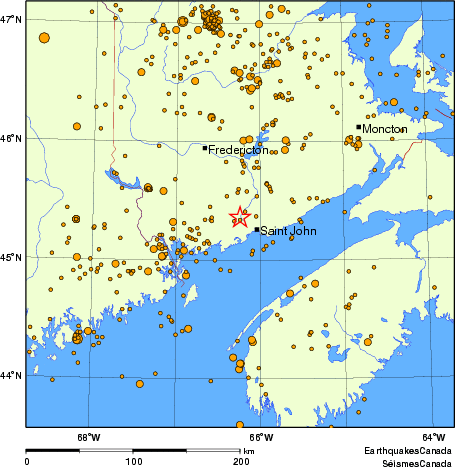 carte des des séismes de magnitude 2,0 et plus depuis 2000