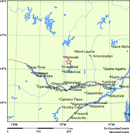 carte des endroits près de l'épicentre