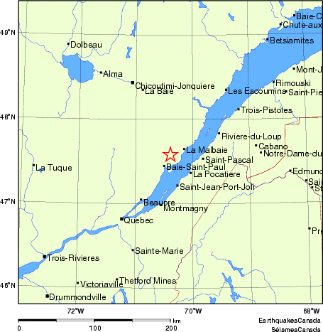 carte des endroits près de l'épicentre