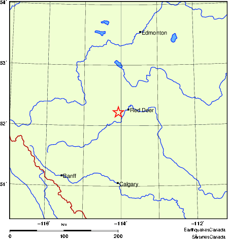 Map of historical earthquakes magnitude 5.0 and larger.  Details in the data table below