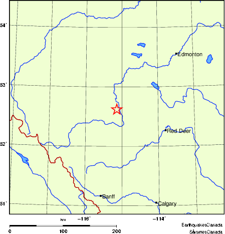 Map of historical earthquakes magnitude 5.0 and larger.  Details in the data table below