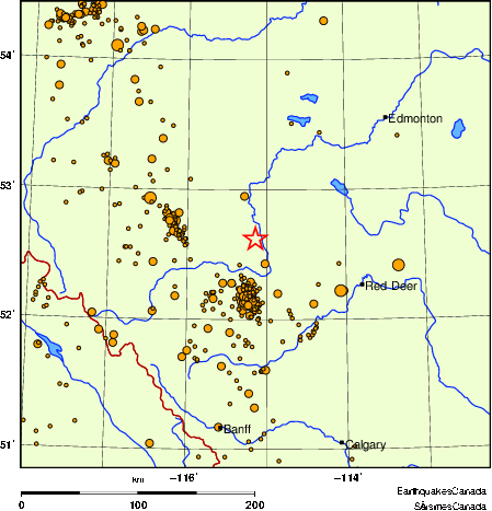 carte des des séismes de magnitude 2,0 et plus depuis 2000