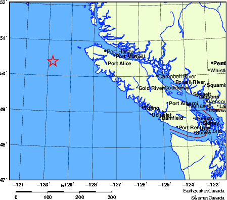 carte des endroits près de l'épicentre