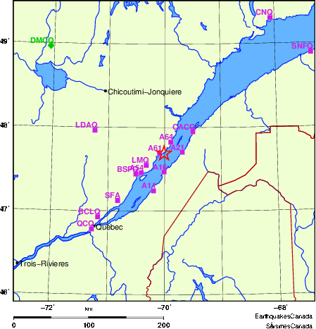 carte des localisations des stations sismologiques locales