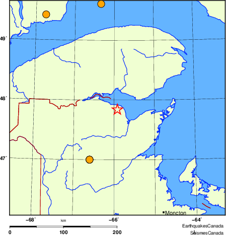 Map of historical earthquakes magnitude 5.0 and larger.  Details in the data table below