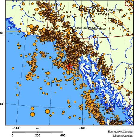 Map of earthquakes magnitude 2.0 and larger, 2000 - present