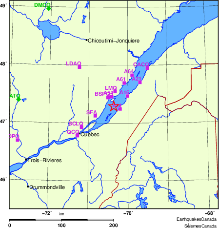 carte des localisations des stations sismologiques locales