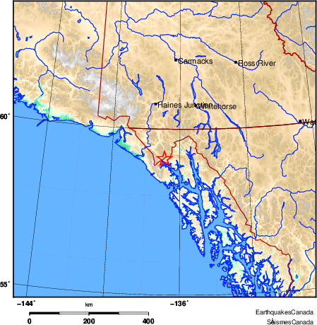 carte des environs du séisme