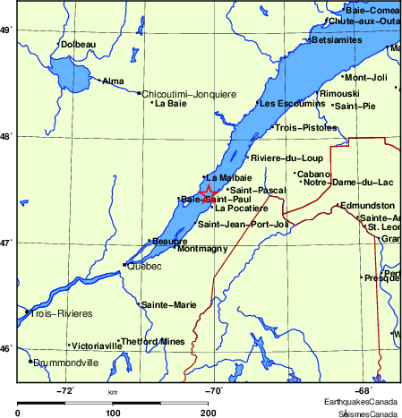 carte des endroits près de l'épicentre