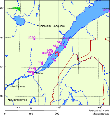 carte des localisations des stations sismologiques locales