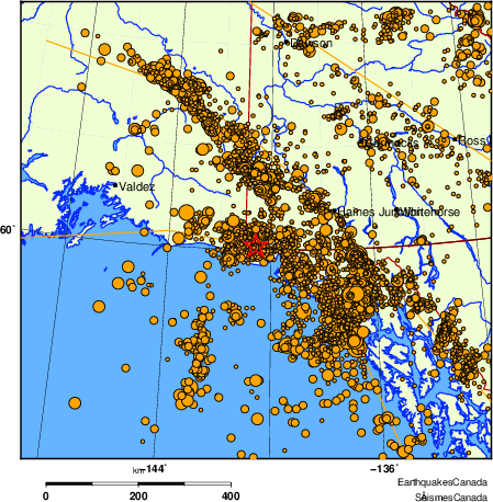 Map of earthquakes magnitude 2.0 and larger, 2000 - present