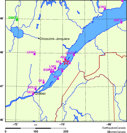 Map of Regional Seismographs