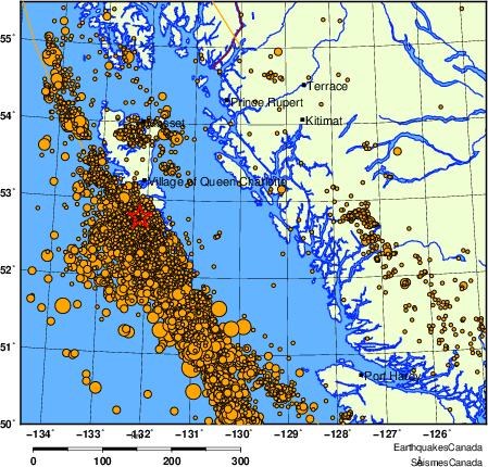 Map of earthquakes magnitude 2.0 and larger, 2000 - present