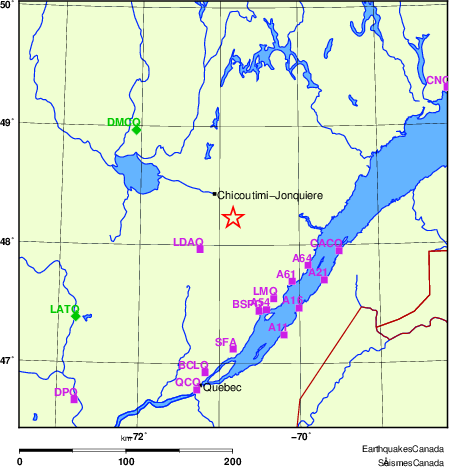 carte des localisations des stations sismologiques locales