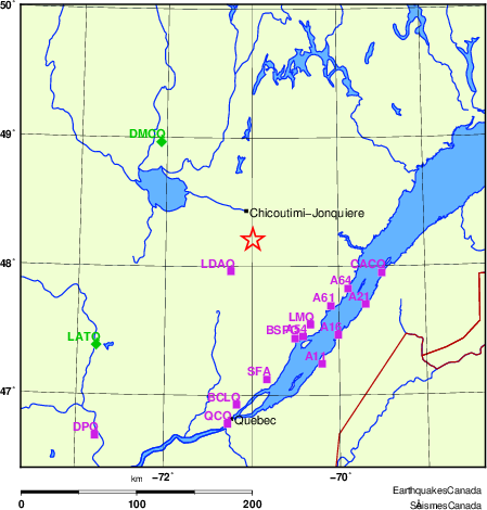 Map of Regional Seismographs