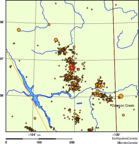 carte des des séismes de magnitude 2,0 et plus depuis 2000