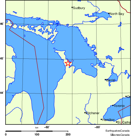 Map of historical earthquakes magnitude 5.0 and larger.  Details in the data table below