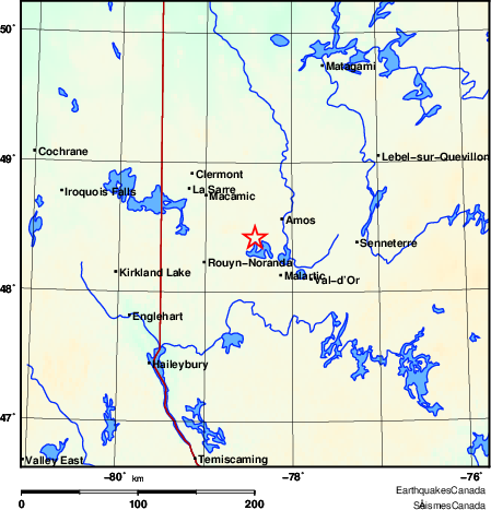 carte des environs du séisme